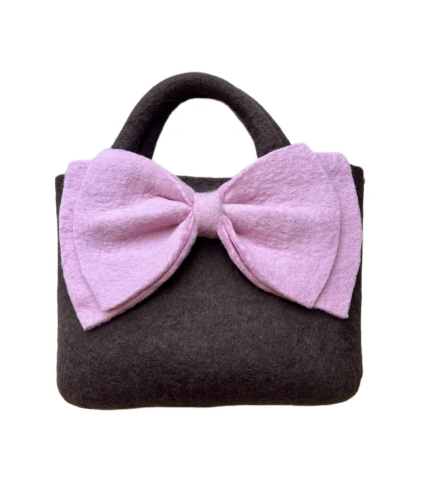 Pink Ribbon Handmade Wool Felt Crossbody Bag - Image 2