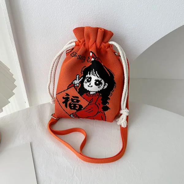 Blessing Girl Small Drawstring Bucket Bag For Girls
