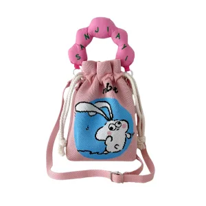 Small bunny drawstring bucket bag for kids and girls