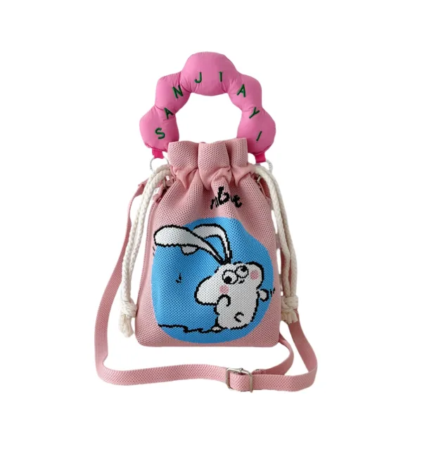 Small bunny drawstring bucket bag for kids and girls