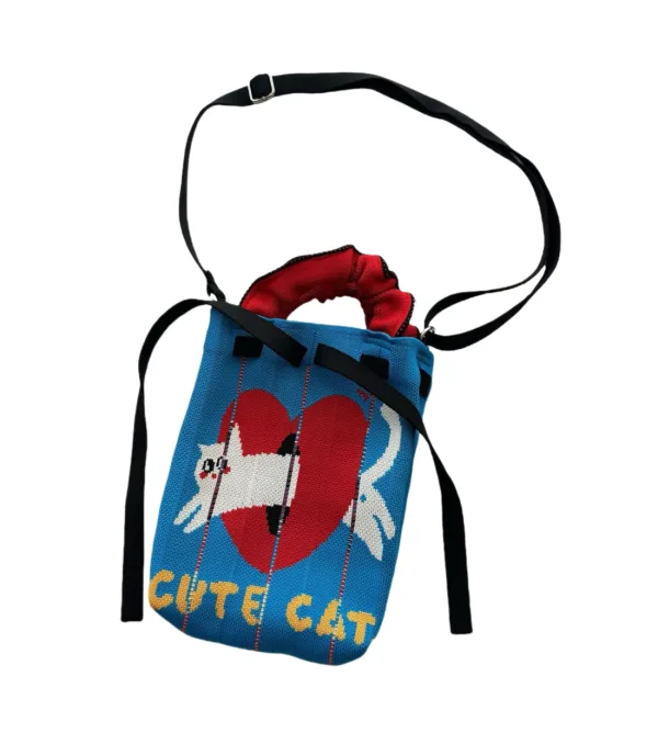 Cat Blue Mini Drawstring Phone Bag For Kids - Image 5