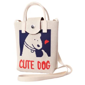 Cute dog cream crossbody bag for girls