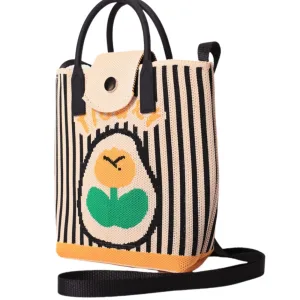 Black stripe with floral crossbody bag for girls