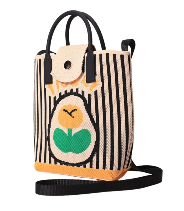 Black stripe with floral crossbody bag for girls
