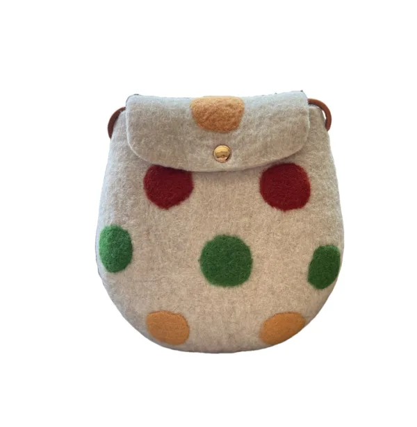 Mini Colored Dots Handmade Wool Felt Egg Bag - Image 2
