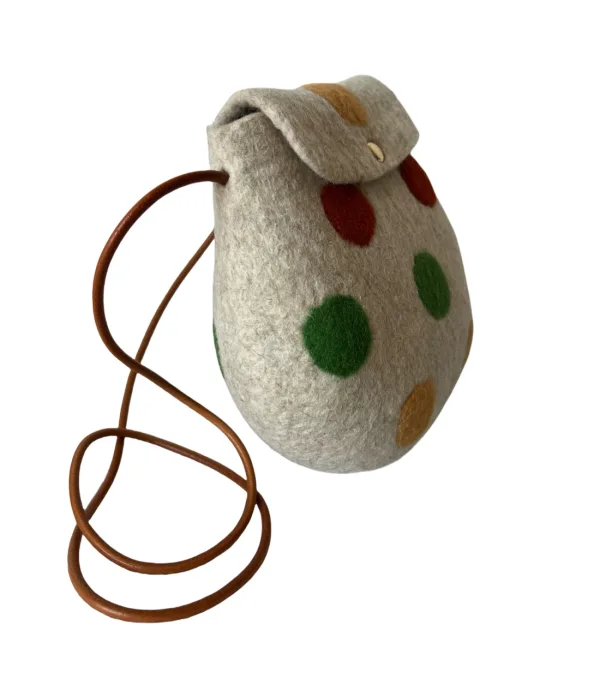 Mini Colored Dots Handmade Wool Felt Egg Bag - Image 5