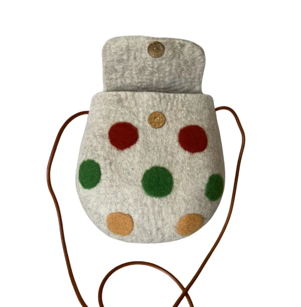 Mini Colored Dots Handmade Wool Felt Egg Bag - Image 3