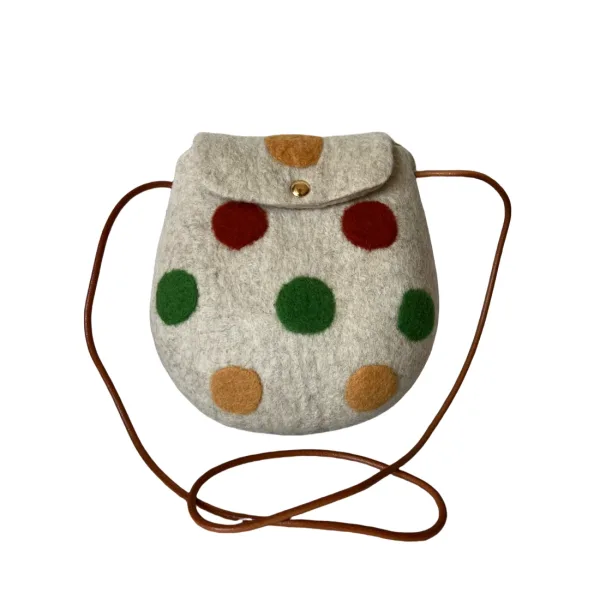 Mini Colored Dots Handmade Wool Felt Egg Bag