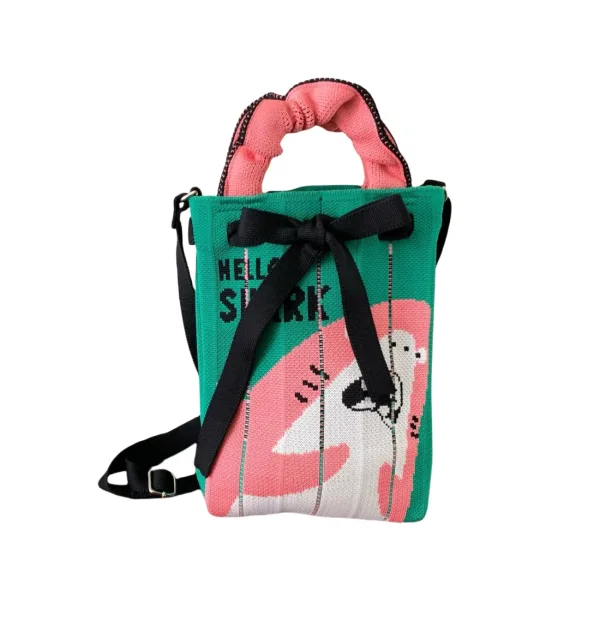 Shark Green Mini Drawstring Phone Bag For Kids