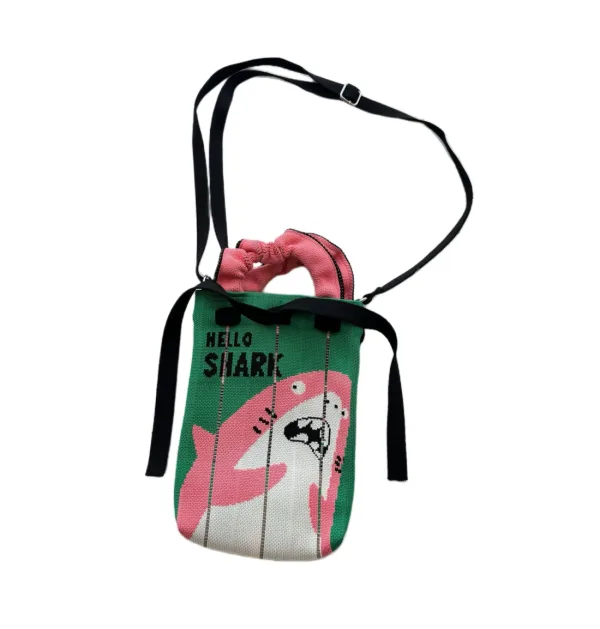 Shark Green Mini Drawstring Phone Bag For Kids - Image 3