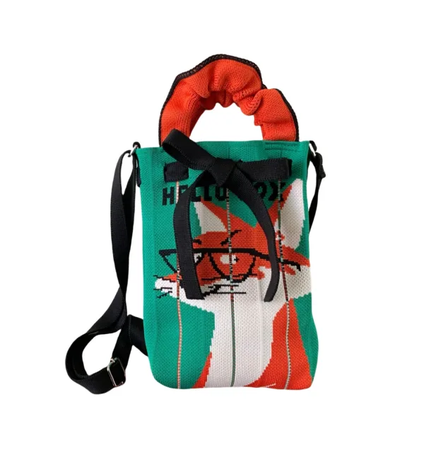 Fox Green Mini Drawstring Phone Bag For Kids