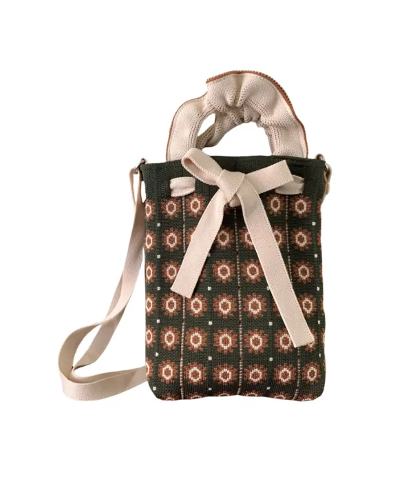 Vintage Checks/Dots Mini Drawstring Phone Bag For Women