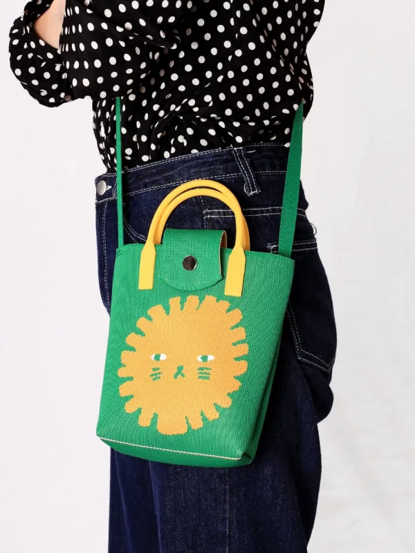 Sad Face Green Small Crossbody Bag For Girls - Image 2