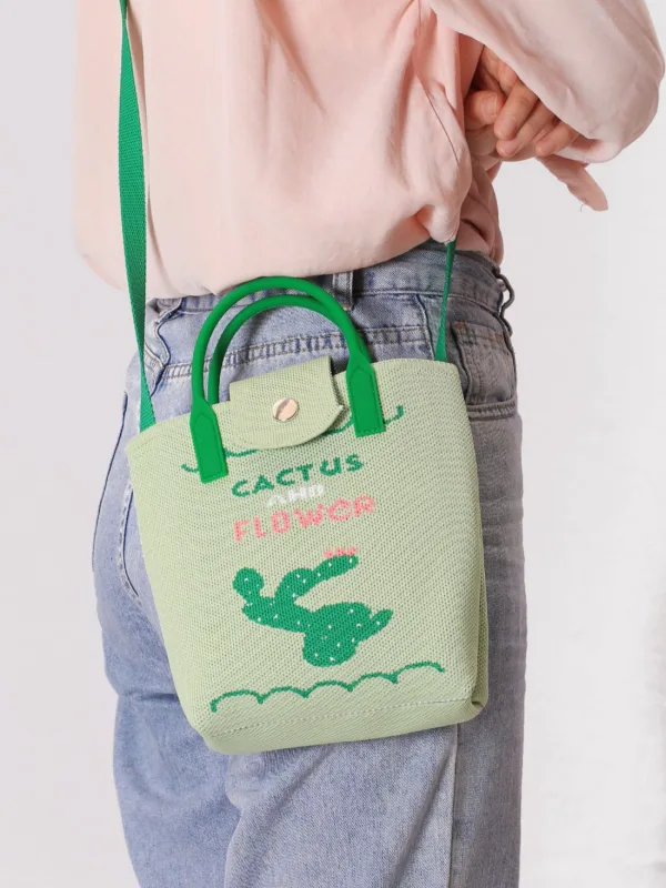 Green Cactus Small Crossbody Bag For Girls - Image 2