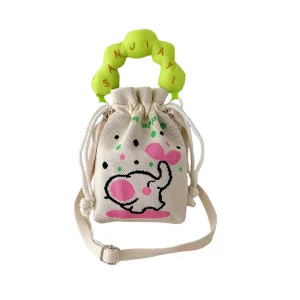elephant drawstring bucket bag for kids and girls