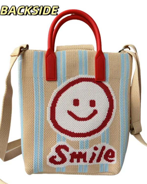 Smile Face Cream Small Crossbody Bag For Girls - Image 5