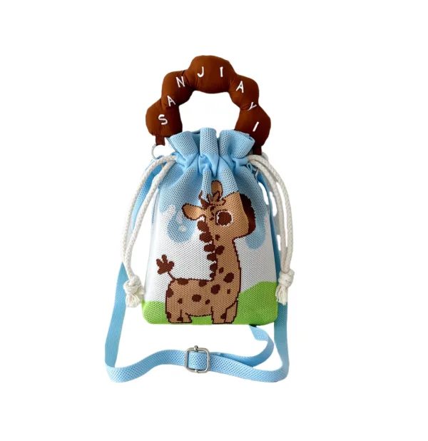 giraffe drawstring bucket bag for kids and girls