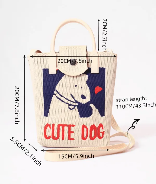 Cute Dog Cream Small Crossbody Bag For Girls - Image 3