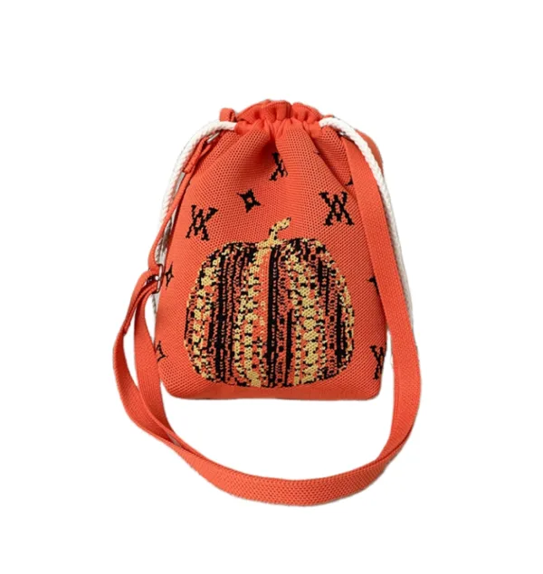 Pumpkin Small Drawstring Bucket Bag For Women