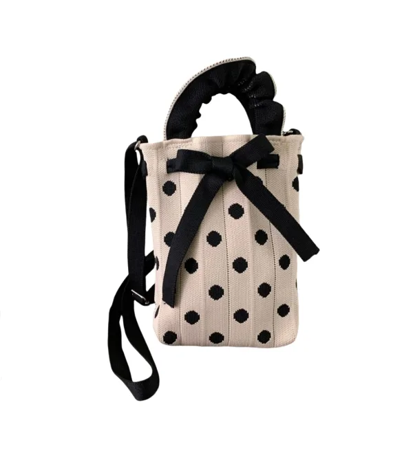 Vintage Dots Mini Drawstring Phone Bag For Women