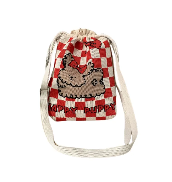 Puppy Cartoon Drawstring Bucket Bag For Girls