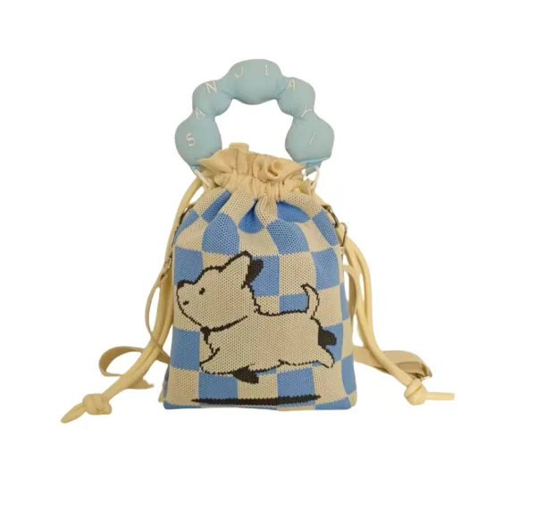 Doggy Cartoon 3 Colors Drawstring Bucket Bag For Girls - Image 4