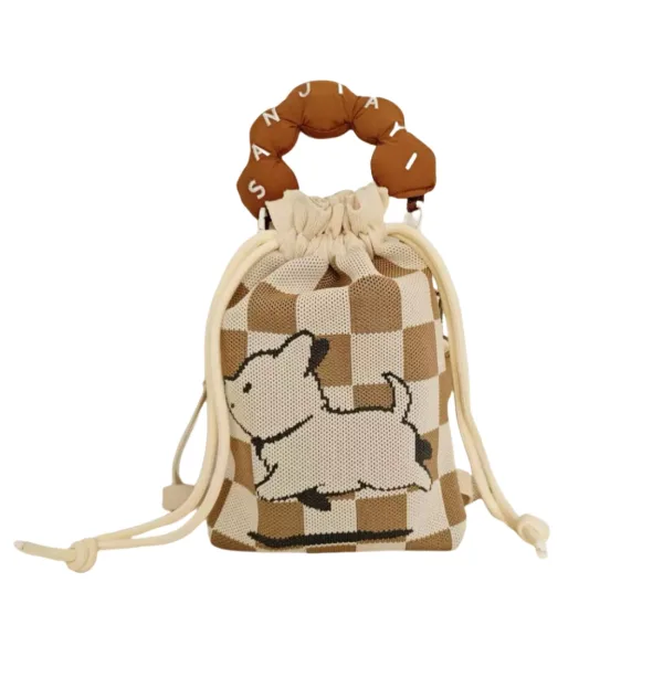 Doggy Cartoon 3 Colors Drawstring Bucket Bag For Girls - Image 5