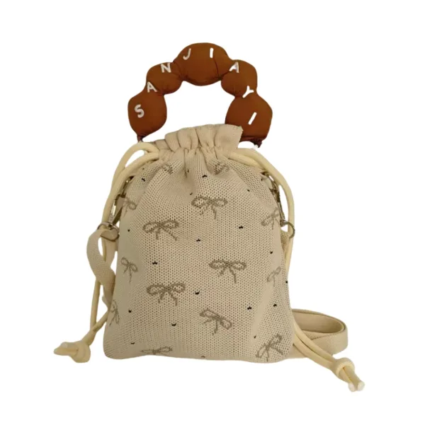 Ribbon 3 Colors Drawstring Bucket Bag For Girls - Image 4