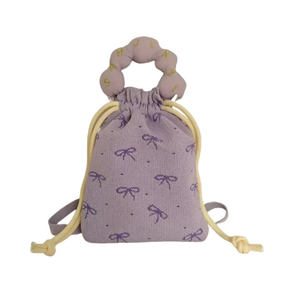 Ribbon 3 Colors Drawstring Bucket Bag For Girls - Image 3