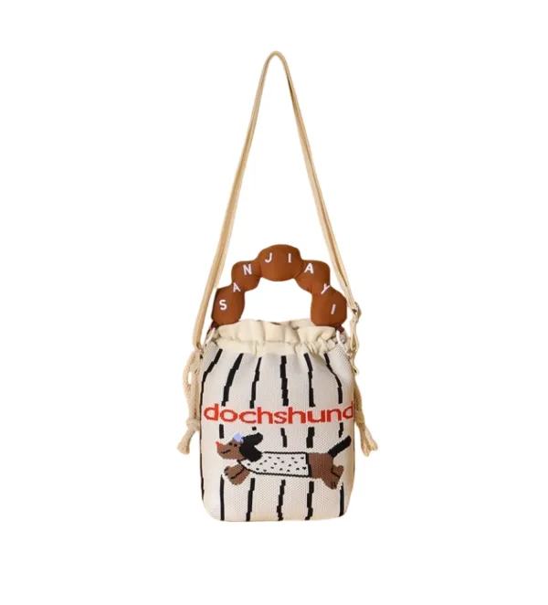 Animals Cartoon Small Drawstring Bucket Bag For Girls