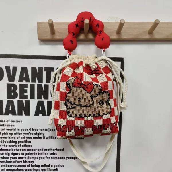 Puppy Cartoon Drawstring Bucket Bag For Girls - Image 4
