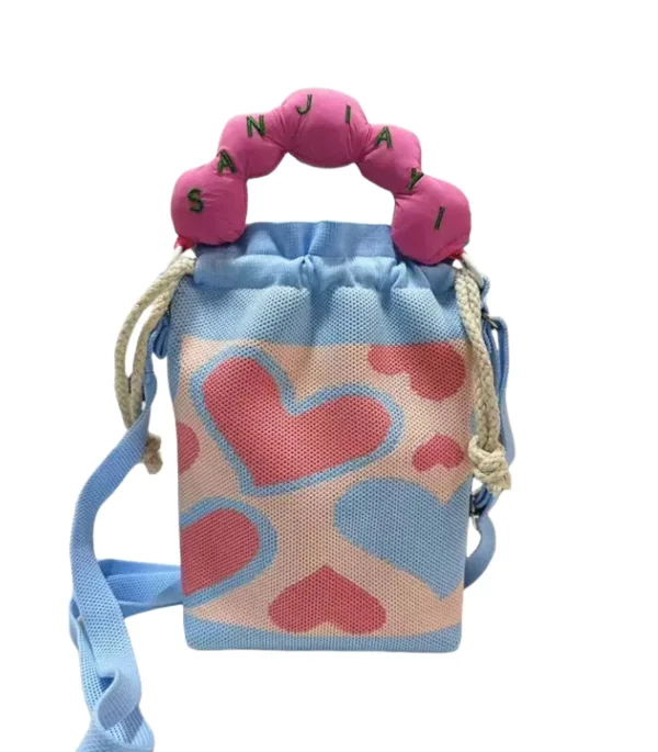 Heartshape Small Drawstring Bucket Bag For Girls