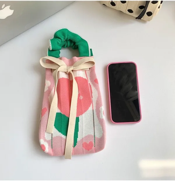 Tulip/Strawberry Mini Drawstring Phone Bag For Girls - Image 3