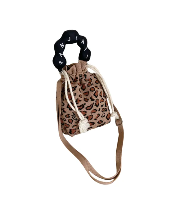Tiger/Cherry/Ribbon Small Drawstring Bucket Bag For Girls
