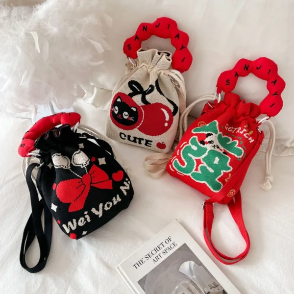 Get Rich Small Drawstring Bucket Bag For Girls - Image 6