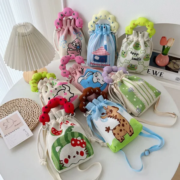 Watermelon Cartoon Drawstring Bucket Bag For Kids - Image 5