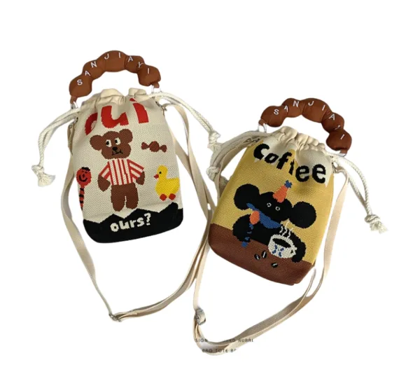 Animals Cartoon Small Drawstring Bucket Bag For Girls - Image 4