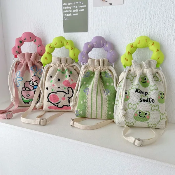 Butterfly Small Drawstring Bucket Bag For Kids - Image 3