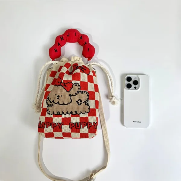 Puppy Cartoon Drawstring Bucket Bag For Girls - Image 3