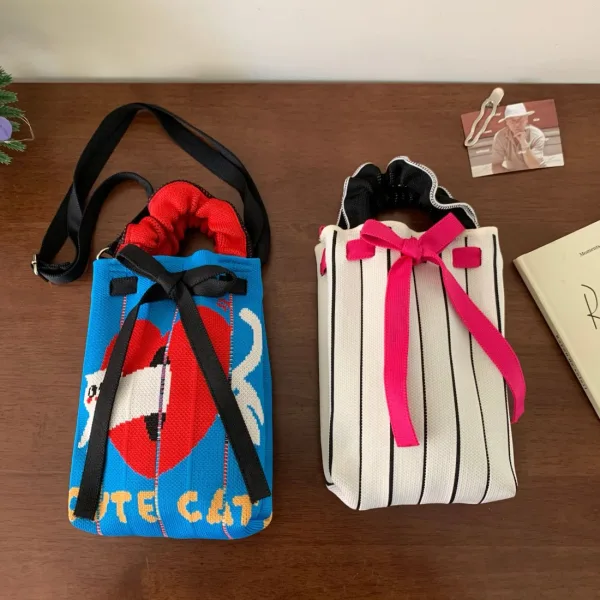 Vintage Tiger/Stripe Mini Drawstring Phone Bag For Women - Image 4
