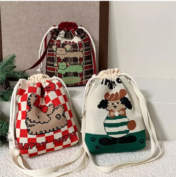 Puppy Cartoon Drawstring Bucket Bag For Girls - Image 2
