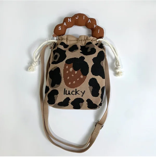 Strawberry&Floral Drawstring Bucket Bag For Girls - Image 6