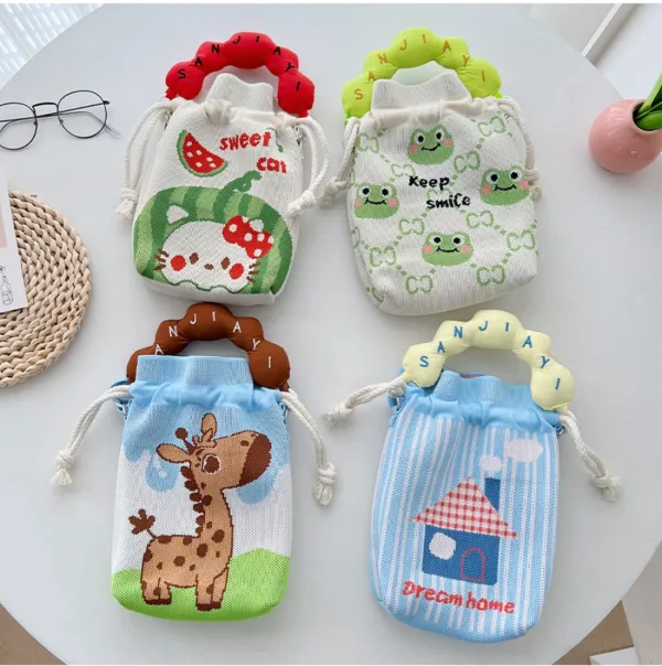 Watermelon Cartoon Drawstring Bucket Bag For Kids - Image 3