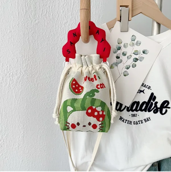 Watermelon Cartoon Drawstring Bucket Bag For Kids - Image 2