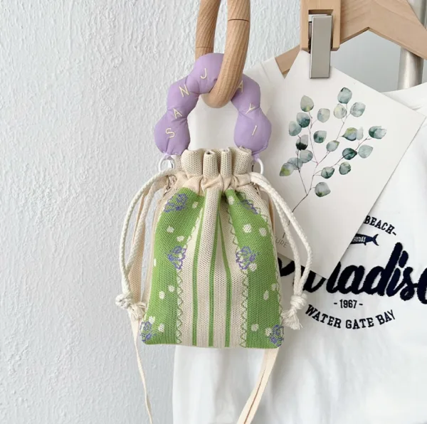 Butterfly Small Drawstring Bucket Bag For Kids - Image 2