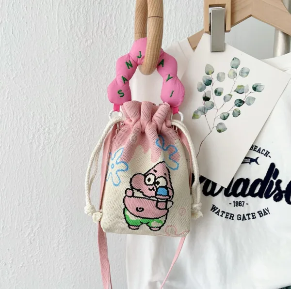 Pink Patrick Small Drawstring Bucket Bag For Kids - Image 2