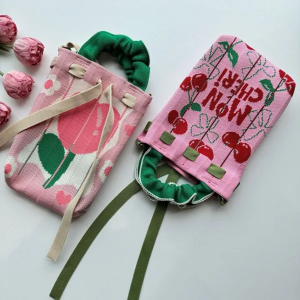 Tulip/Strawberry Mini Drawstring Phone Bag For Girls - Image 4