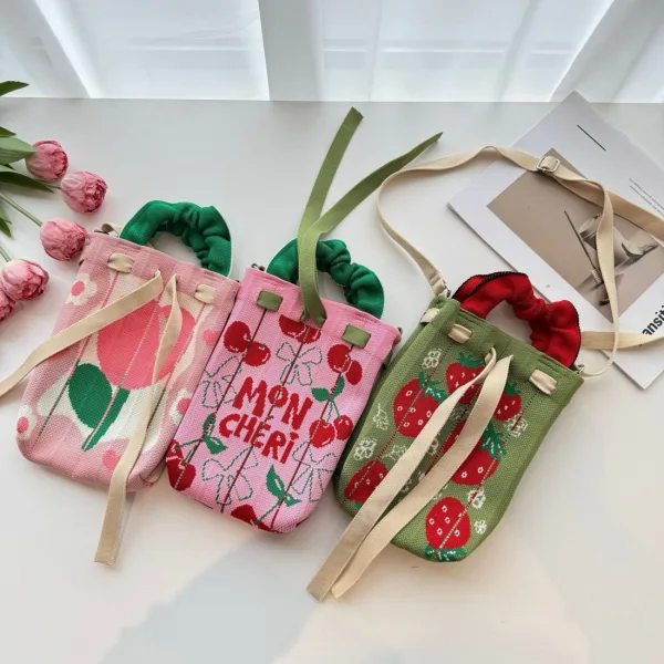 Tulip/Strawberry Mini Drawstring Phone Bag For Girls - Image 6