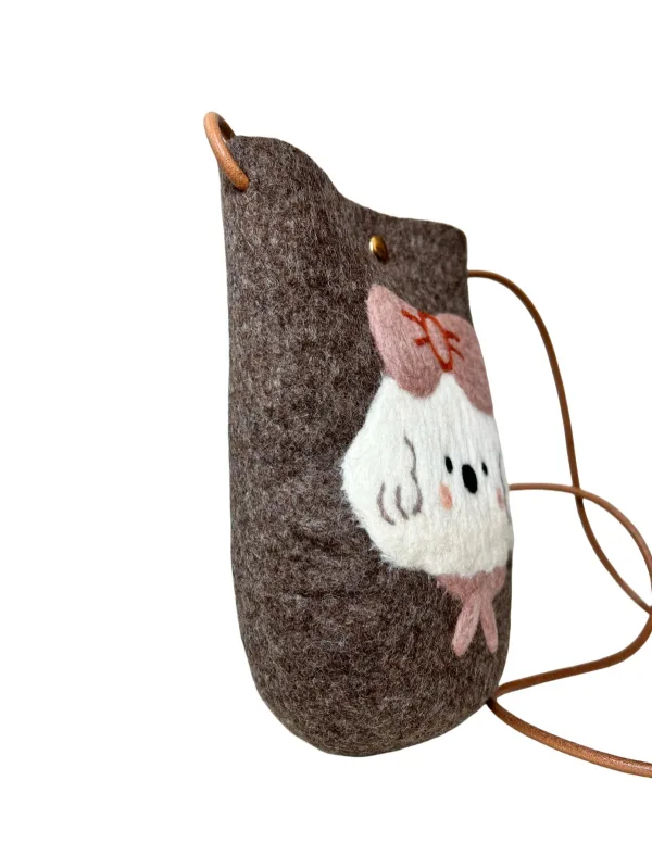 Puppy Handmade Wool Felt Crossbody Cellphone Bag - Image 5