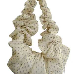 Purple Dot Organza Stylish Ruffle Shoulder Bag